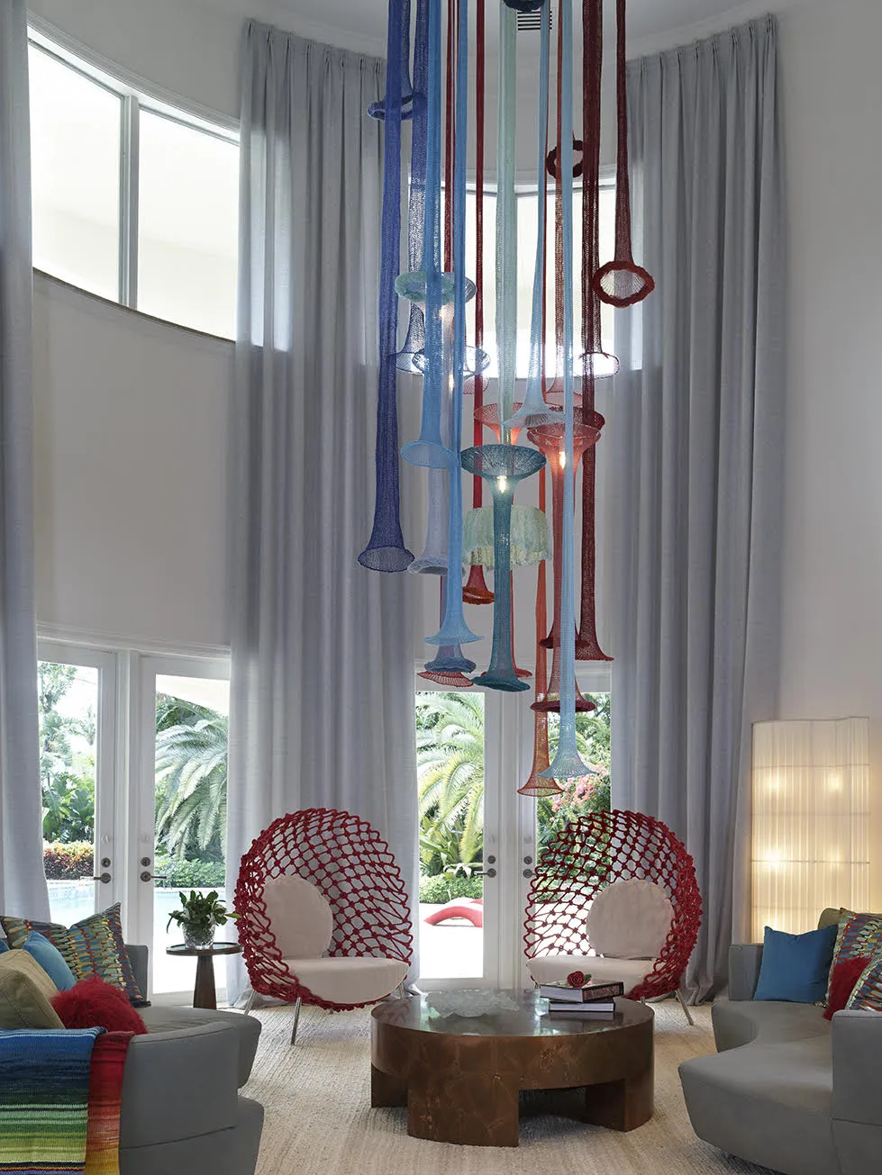 18' Luminaire made with linen and bamboo yarns