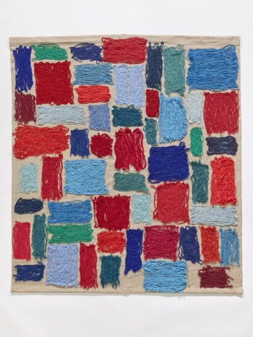 "Overflowing Dreams" 2022. 3' x 2'. Hand dyed yarn applied and embroidered onto linen canvas.
