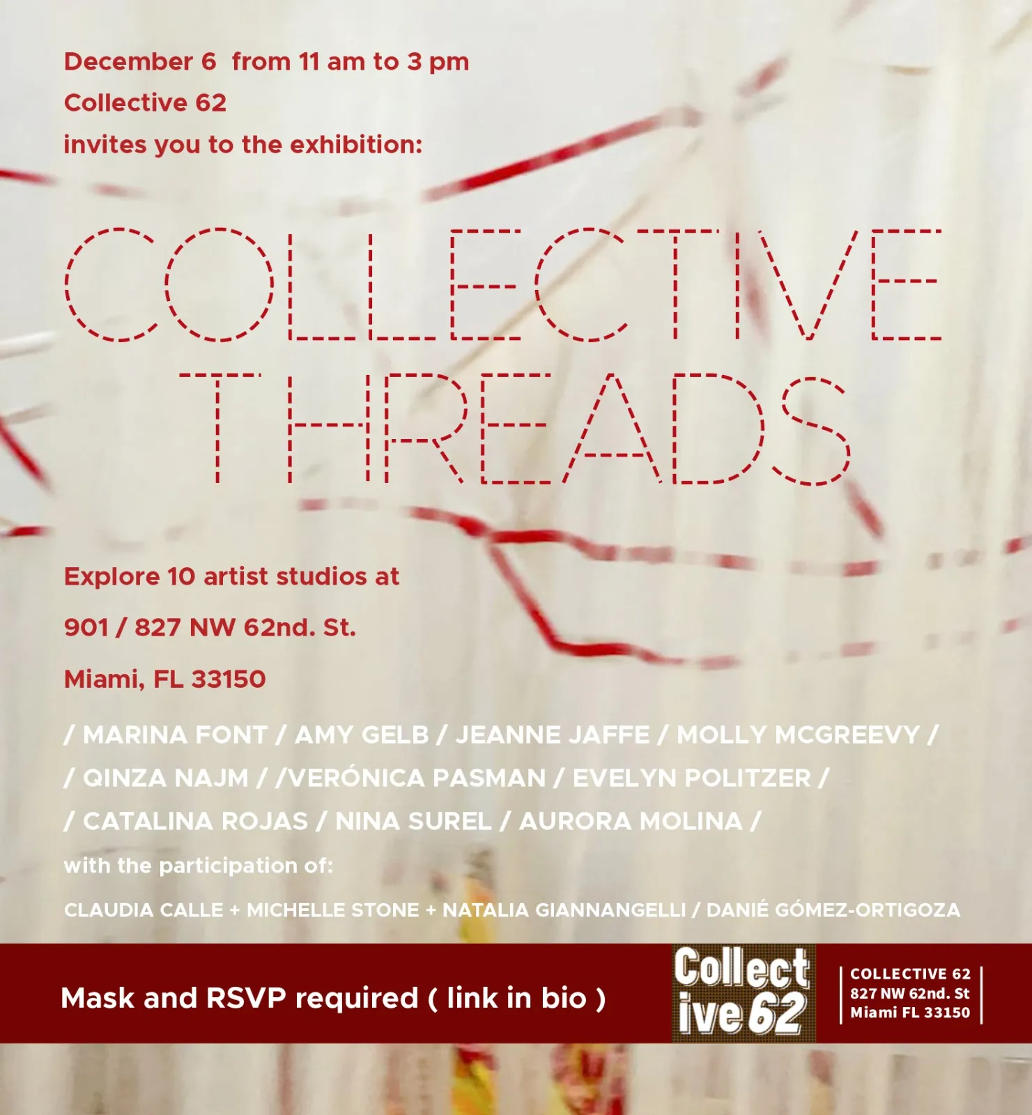 Collective Threads exhibition invitation poster in Miami