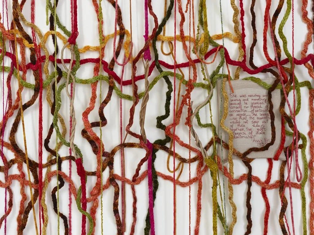 Detail, "Threads of Connection" 2021. Hand embroidery on linen.