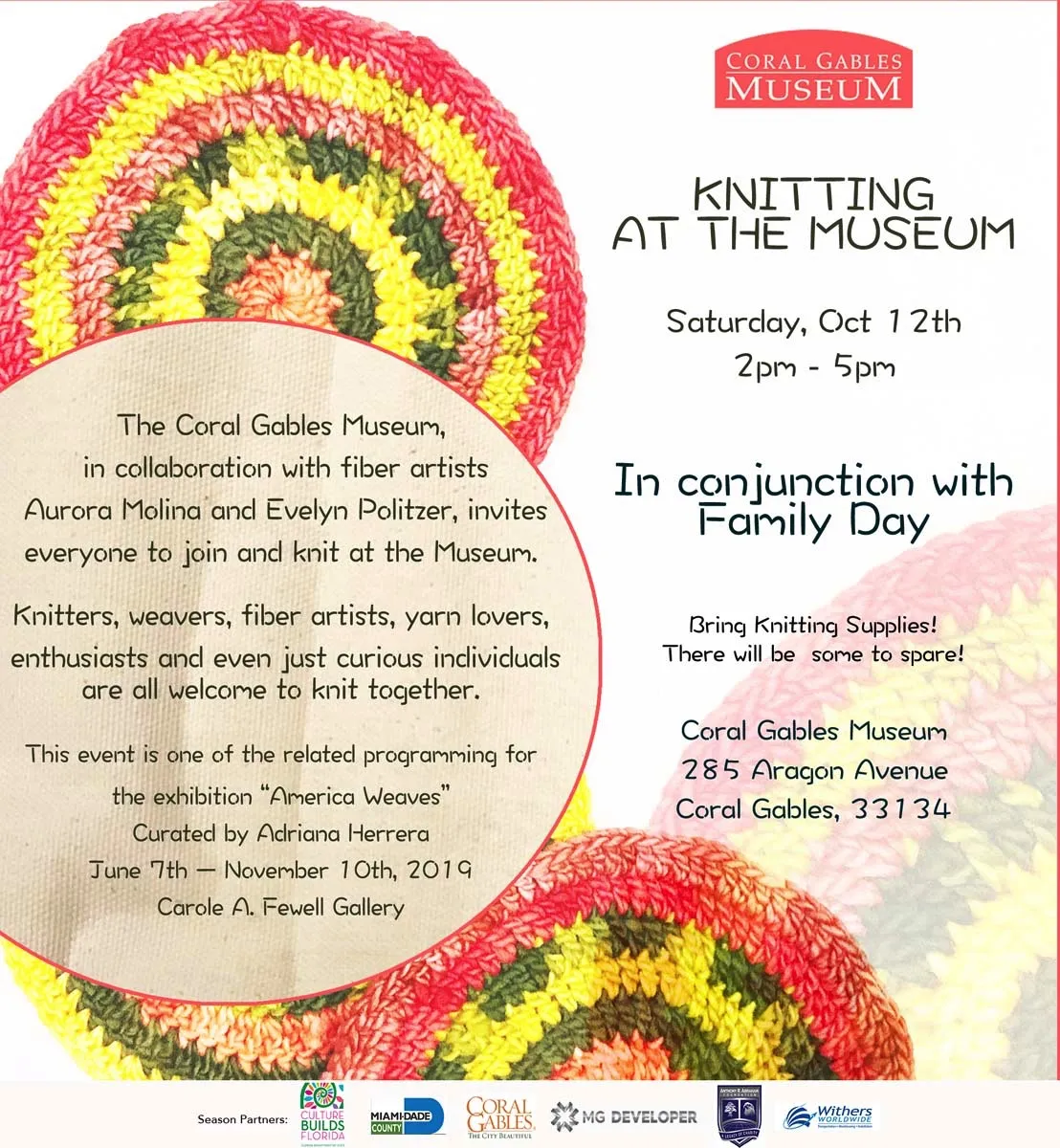 Museum community workshop with knitting threads