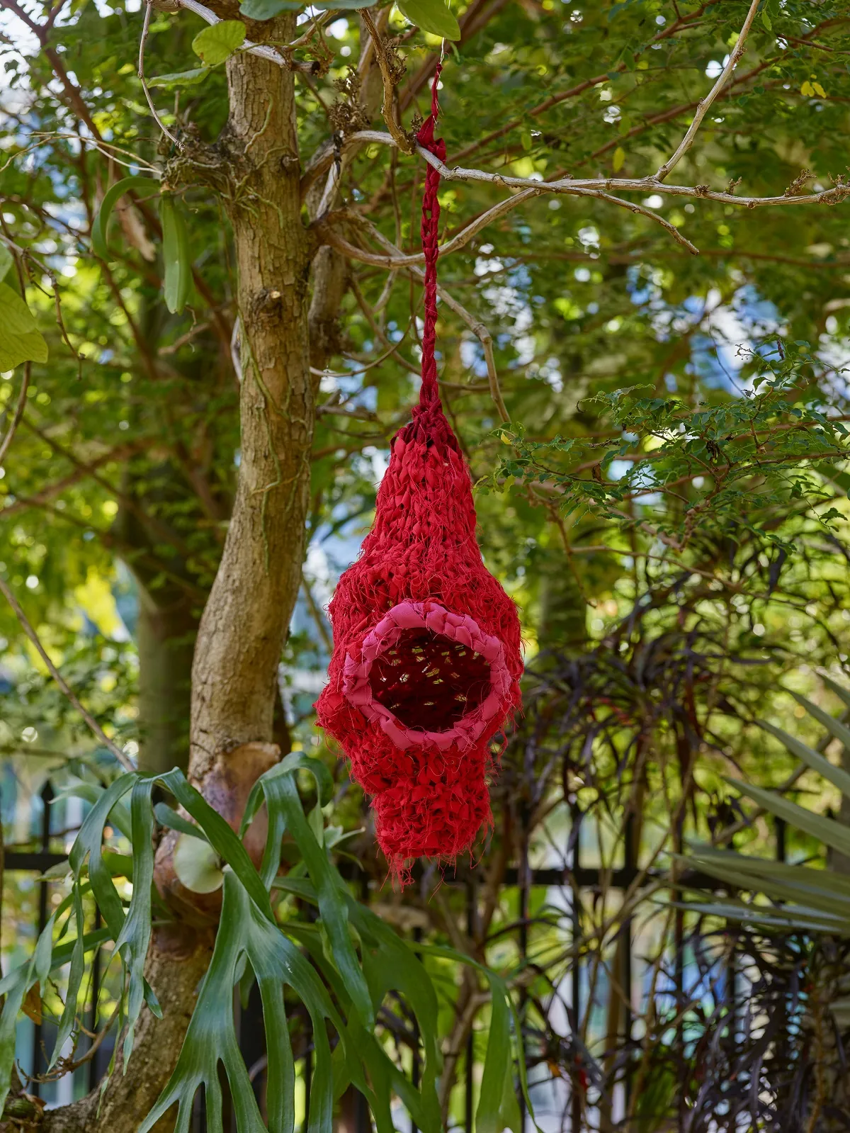 Outdoor nests. Crocheted with outdoor fabric. Wire. 2022